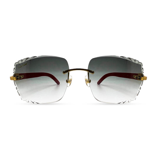 (Limited Editon) Decor C - Brushed Gold Cherry Woods w/ Smoke Gray Square Lenses