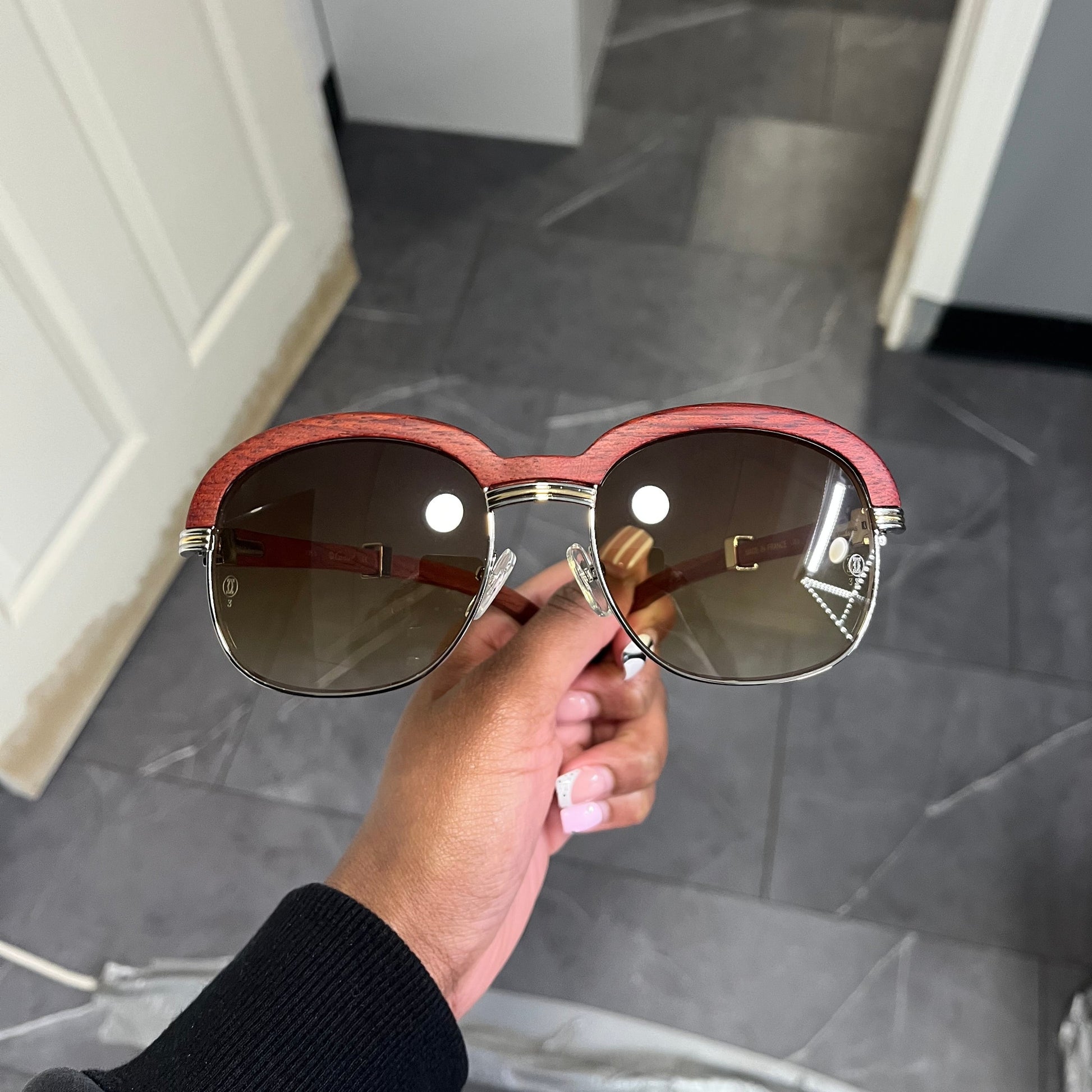 Malmaison - 56-20 Woods Sunglasses w/ Olive Brown Lenses (90s) - Luxury Optical