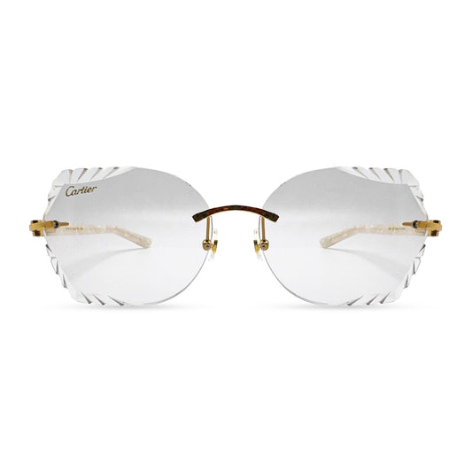 Small C - Gold White Marbles w/ Clear Butterfly Transition Lenses