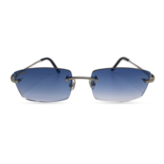 Small C - Silver Wires w/ Square Blue Lenses