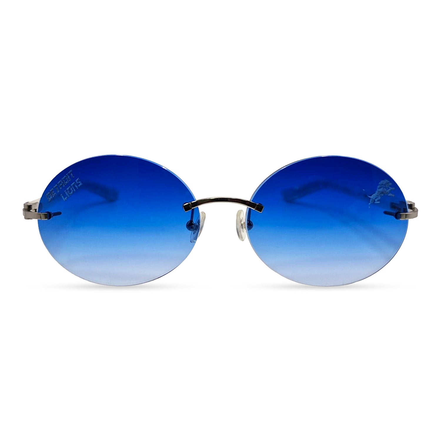 C Decor "Detroit Lions" - Silver Composite Marbles/Buffs Sunglasses w/ Custom Cobalt Blue Lenses (2025) - Luxury Optical