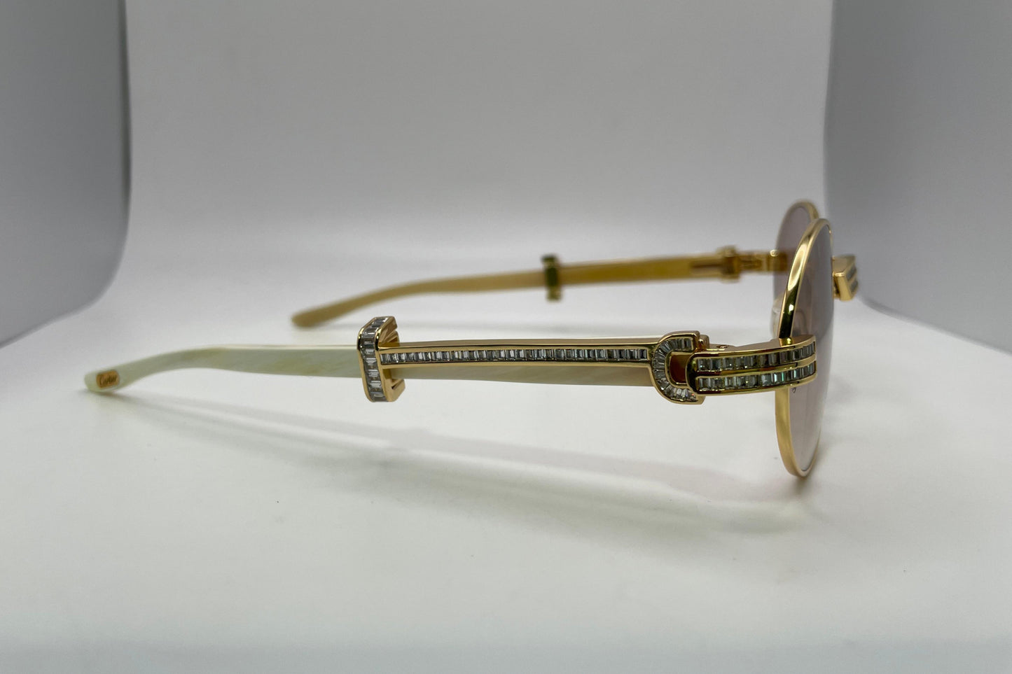 Giverny - Gold Full White Buffs w/ Brown Lenses - Diamonds DB Channel Set - 2