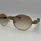 Giverny - Gold White Buffs w/ Brown Lenses - Diamonds DB Prong Set