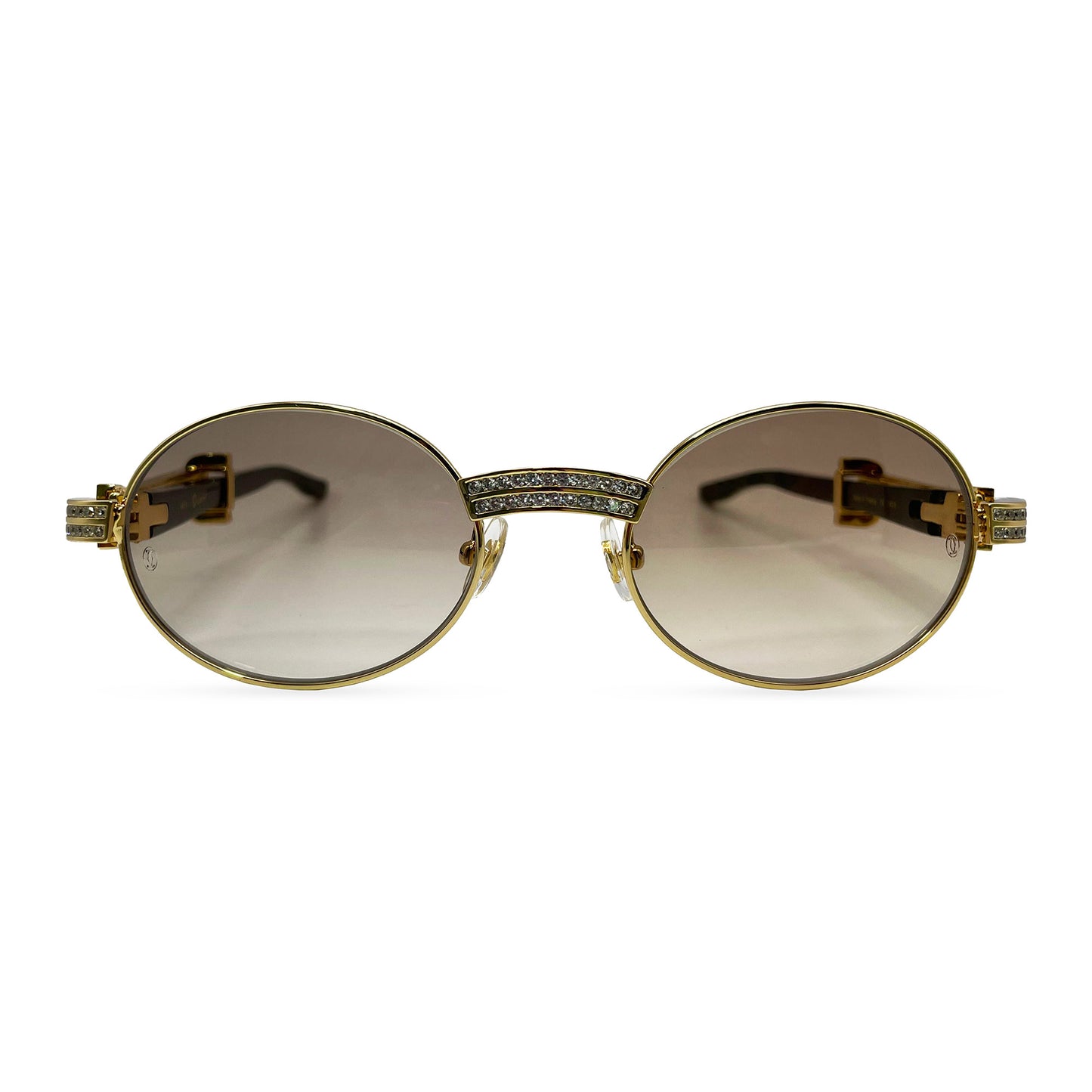 Giverny - Gold White Buffs w/ Brown Lenses - Diamonds DB Prong Set