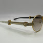 Giverny - Gold White Buffs w/ Brown Lenses - Diamonds DB Prong Set