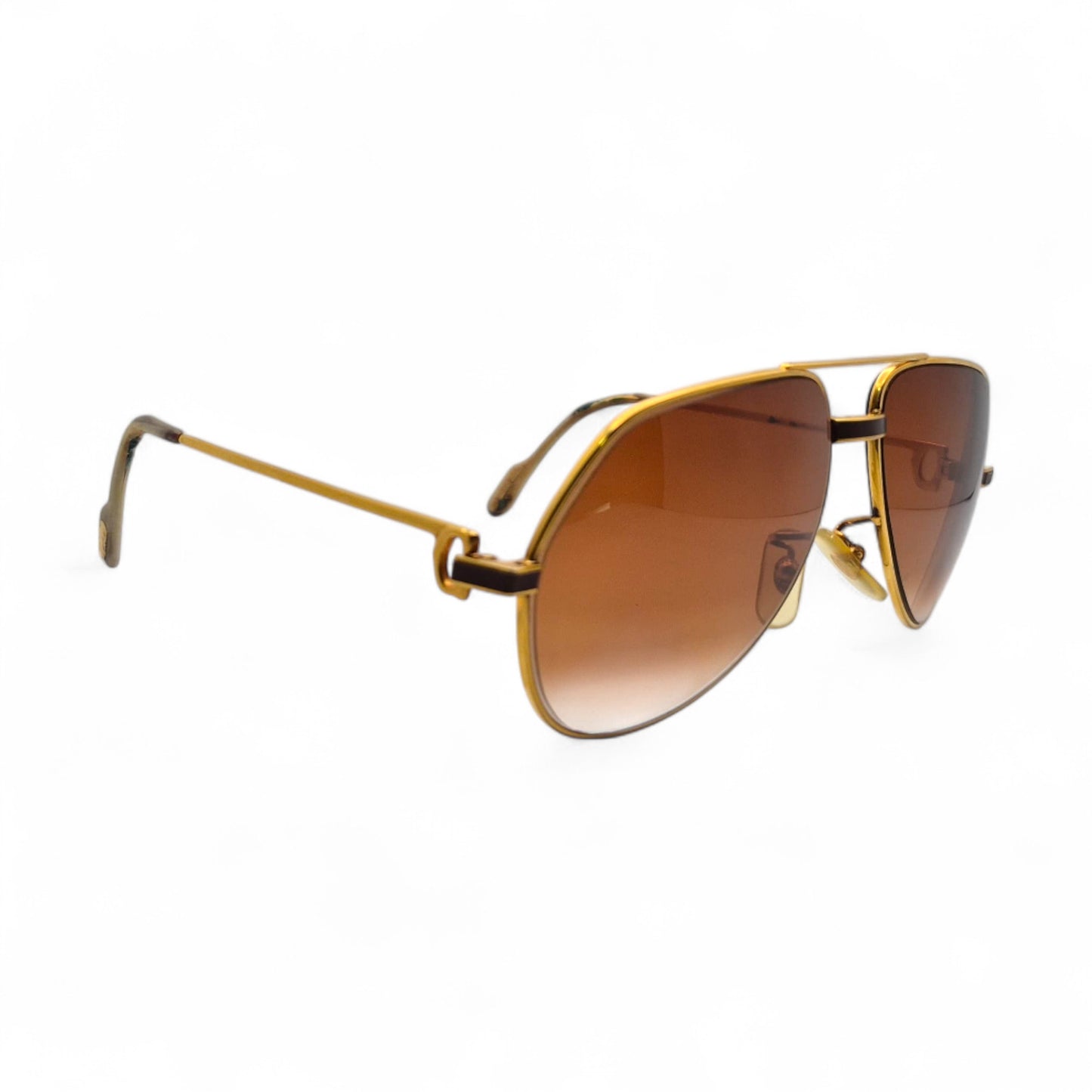 Authentic Cartier Santos (Aviators) - Gold Wires Sunglasses w/ Hennessy Brown Gradient Lenses (80s)