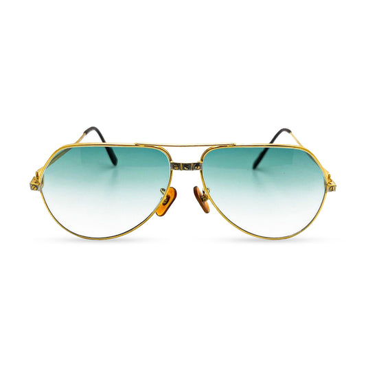 Cartier Santos - Vintage Gold Wires w/ Seaweed Green Lenses - Authentic