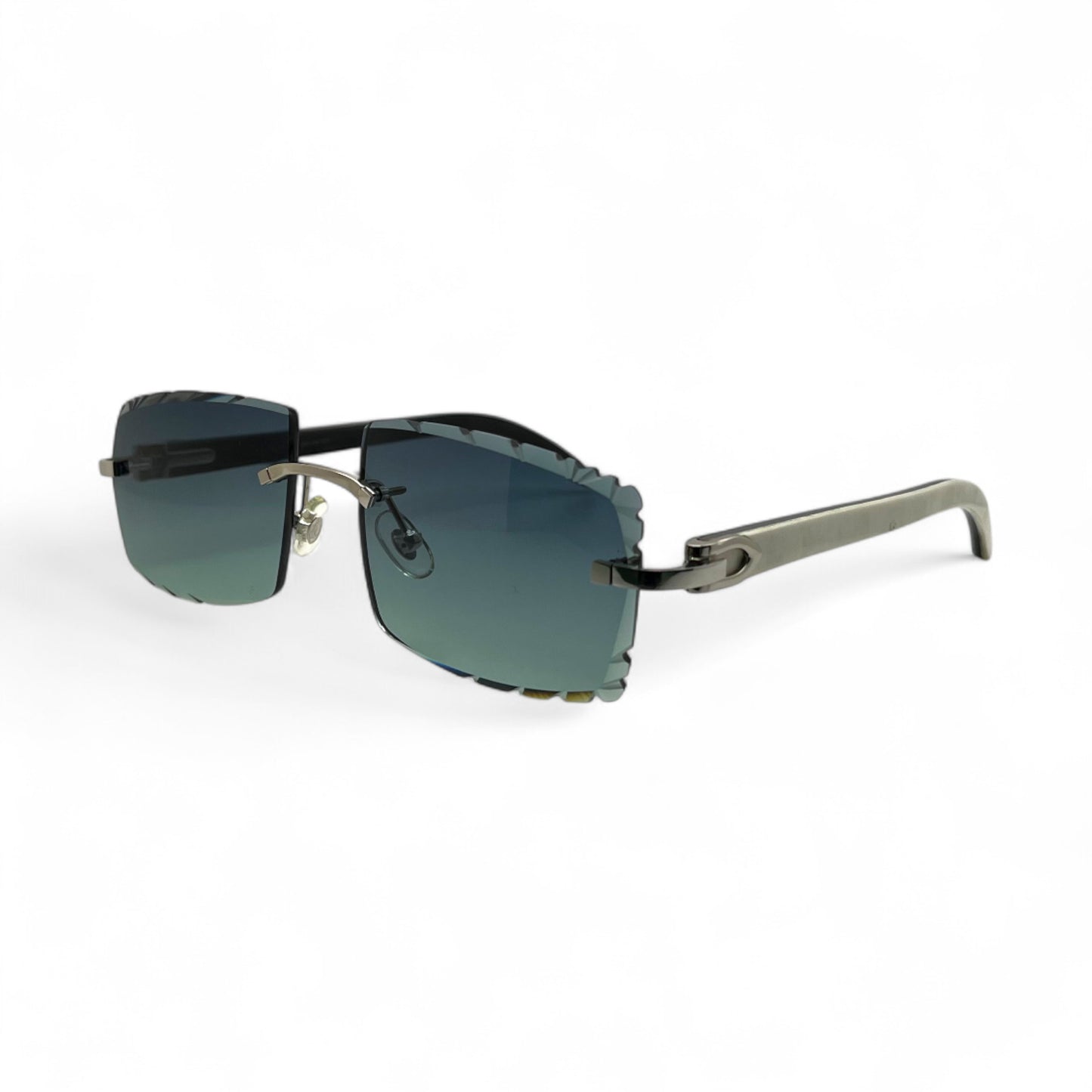 C Decor Buffs (Diamond Cut) - Silver White Genuine Horn Sunglasses (2020s)