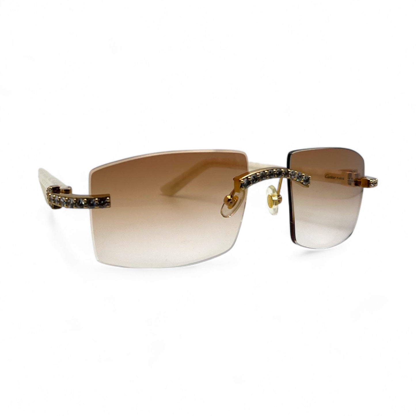 C Decor Marbles (Iced) - Gold White Marbles Sunglasses w/ Clear Lenses - Diamonds Prong Set (2010s)