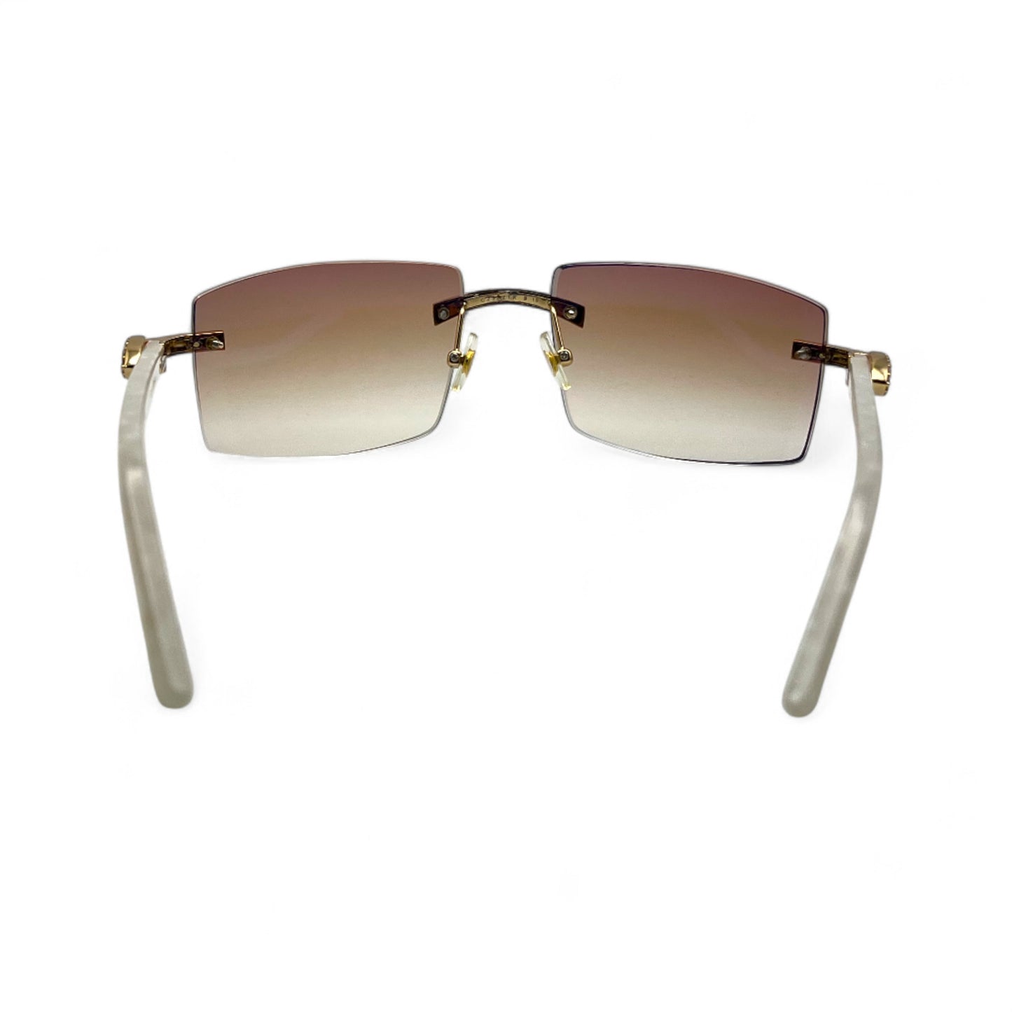 C Decor Marbles (Iced) - Gold White Marbles Sunglasses w/ Clear Lenses - Diamonds Prong Set (2010s)