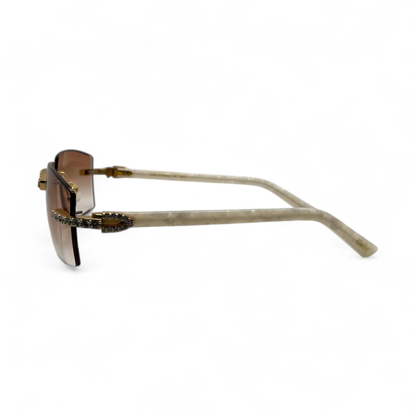 C Decor Marbles (Iced) - Gold White Marbles Sunglasses w/ Clear Lenses - Diamonds Prong Set (2010s)