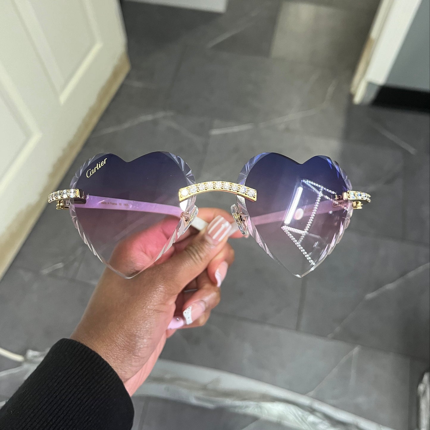 C Decor Sunglasses - 56-19 Custom Hearts Composite Marbles w/ Diamond Set (2026) - Luxury Optical