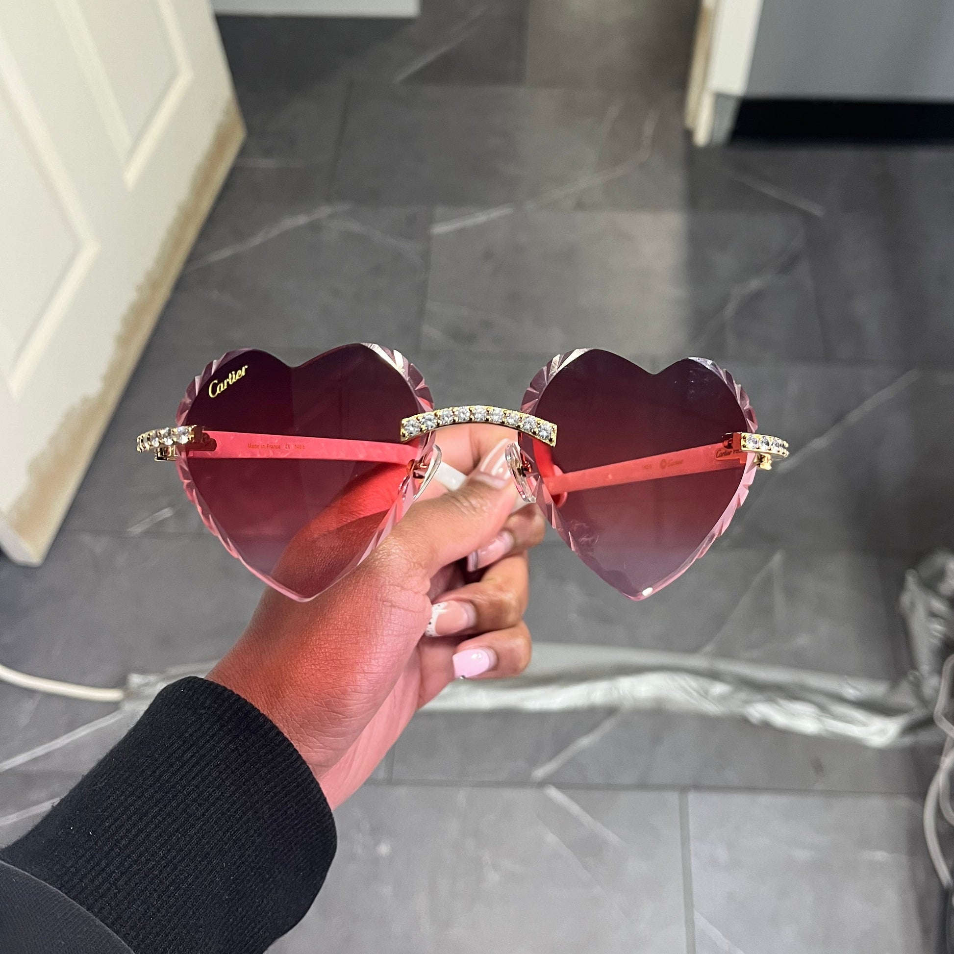 C Decor Sunglasses - 56-19 Custom Hearts Composite Marbles w/ Diamond Set (2026) - Luxury Optical