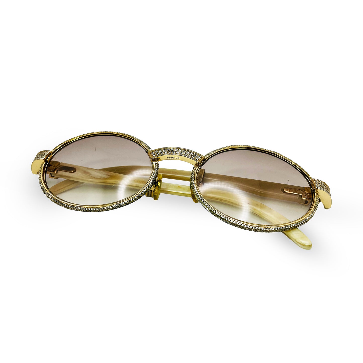 Giverny - Gold White Buffs w/ Diamond Frame & Light Brown Lenses