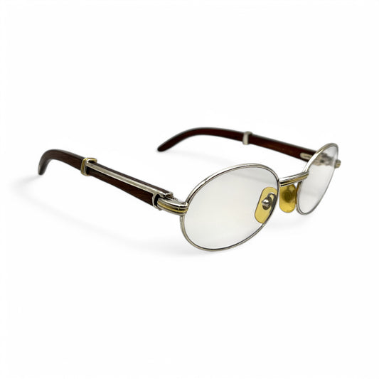 Cartier Giverny - 51-20 Silver Woods w/ Clear Lenses - Authentic (90s)