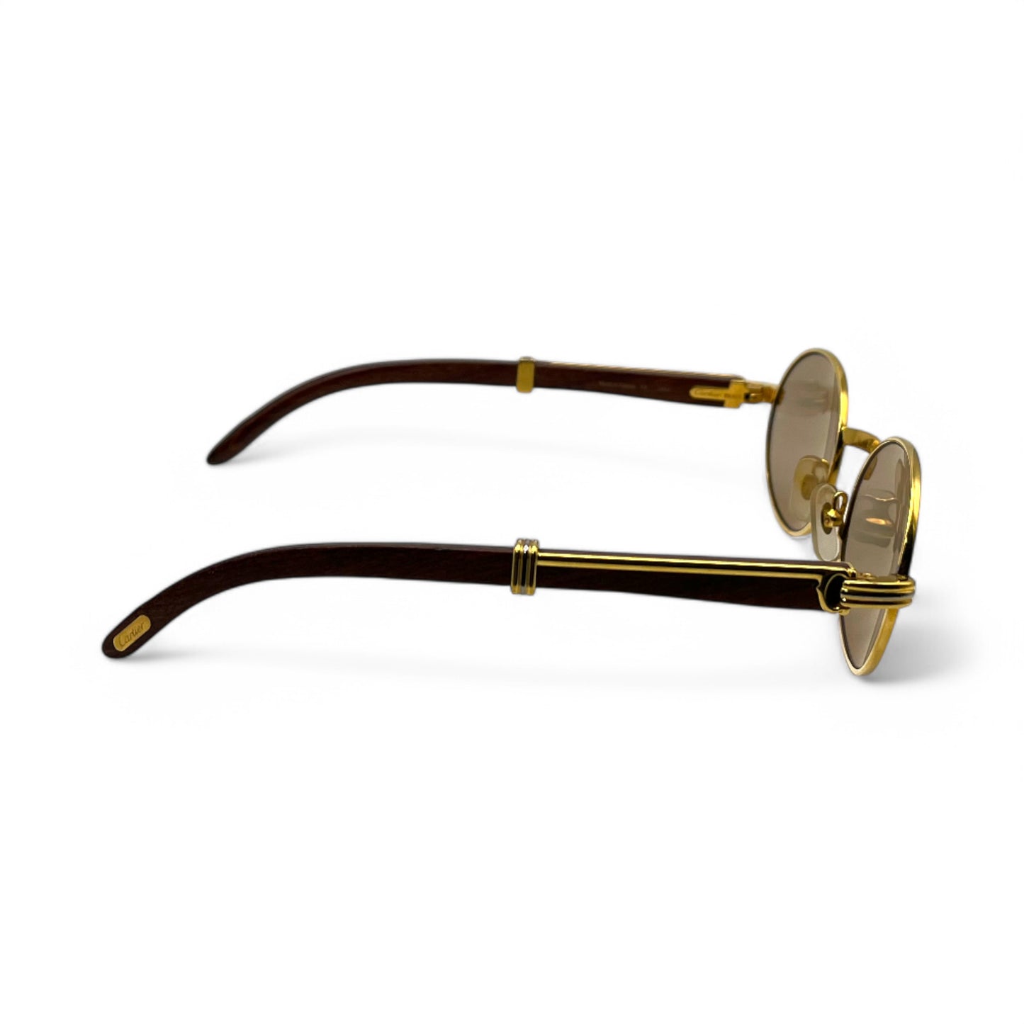 (90s) Cartier Giverny - 53-22 Gold Woods Sunglasses w/ Brown Oval Lenses - Authentic