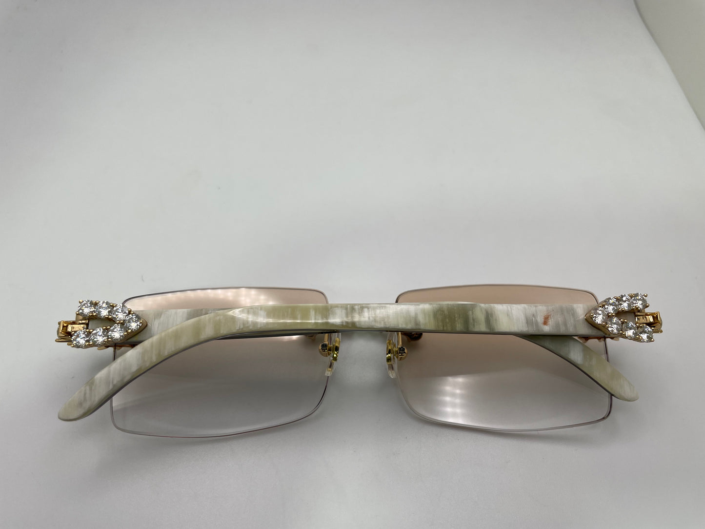 Decor C White Horn with 5pc Set .20 pointer Genuine Cafr Diamond and #10 lenses tintable transition lenses