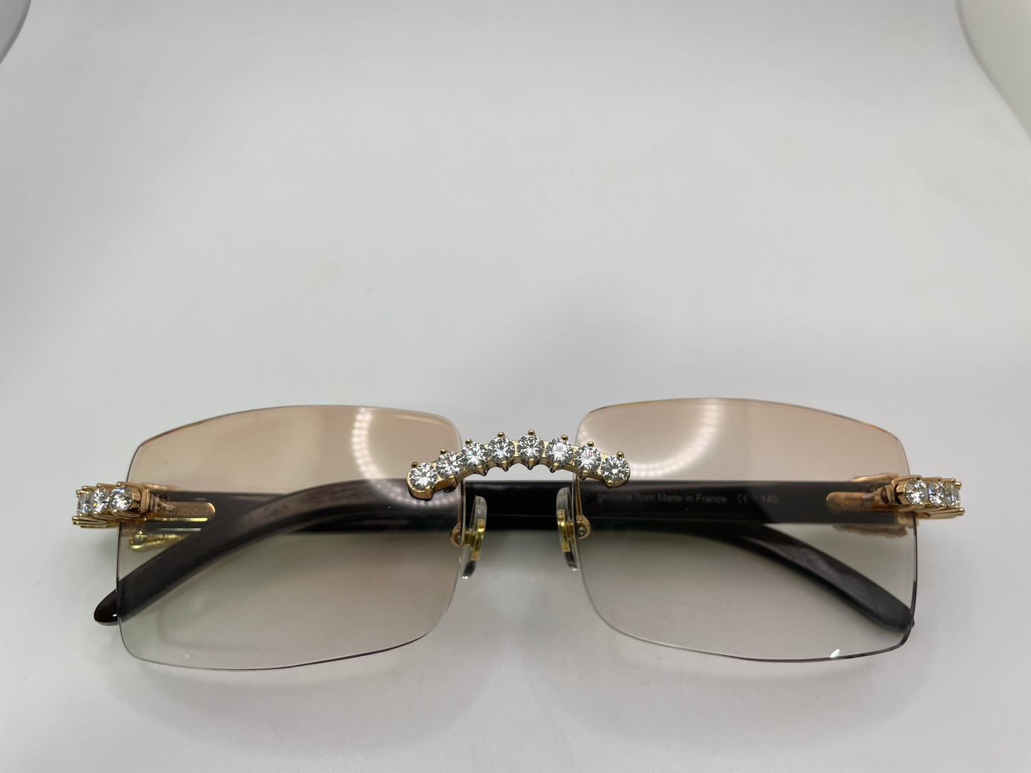 Decor C White Horn with 5pc Set .20 pointer Genuine Cafr Diamond and #10 lenses tintable transition lenses