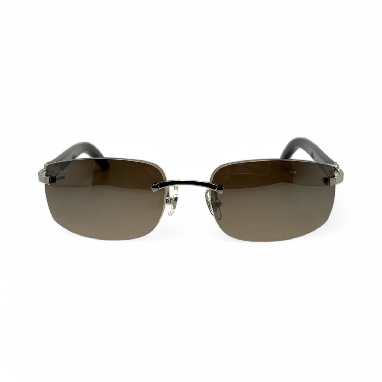 (2010s) Cartier CT0046S - C Decor White Horn/Woods w/ Dark Brown Lenses - Authentic Sunglasses