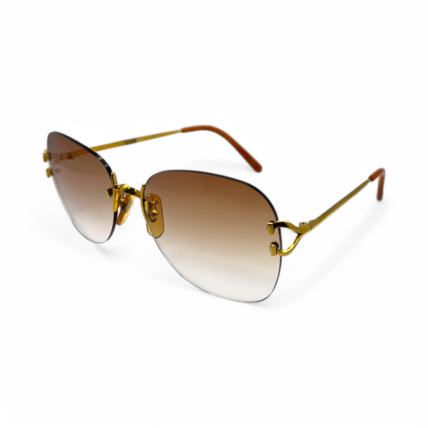 Cartier Signature C - Gold Wires w/ Hennessy Brown Faded Lenses - Authentic