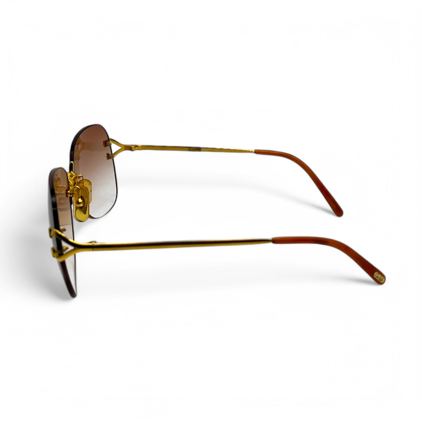 Cartier Signature C - Gold Wires w/ Hennessy Brown Faded Lenses - Authentic