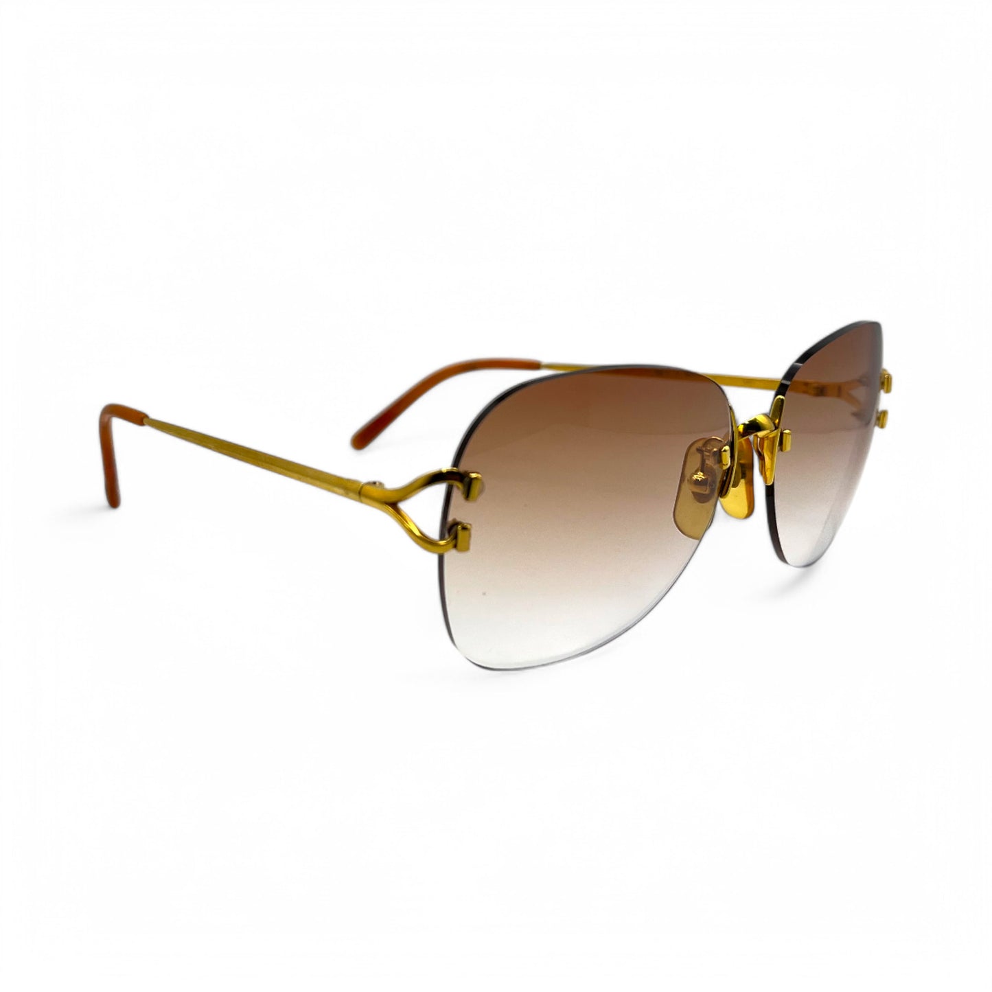 Cartier Signature C - Gold Wires w/ Hennessy Brown Faded Lenses - Authentic