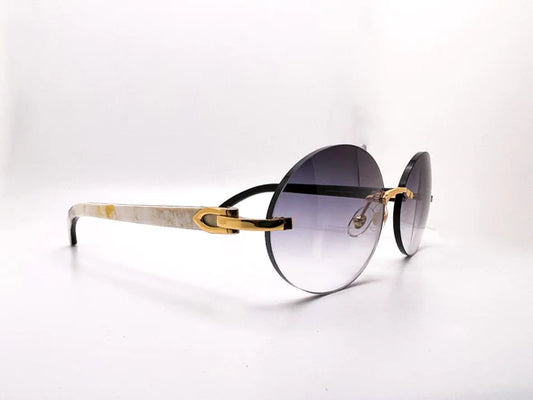 2020 Decor C Gold White Buffs Smoke Grey Oval lenses Authentic Specs