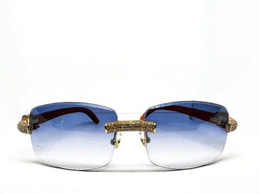 5 Pc Gold Diamond Set w/ Blue Tinted Lenses - Luxury Optical