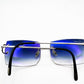 Cartier Big C - Platinum Wire with Blue Bugatti Lenses (Repaired Temple) - Registered Authentic 7/10 - Luxury Optical