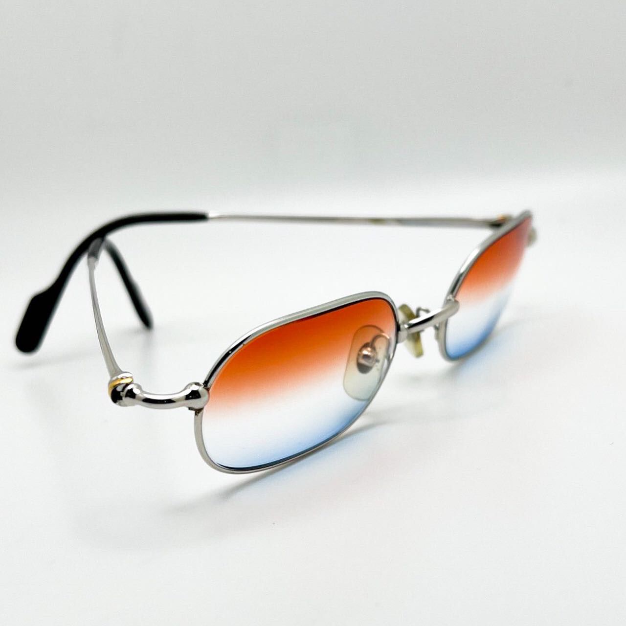 Cartier Platinum Wires with Red/Blue Lenses - Registered Authentic - Luxury Optical