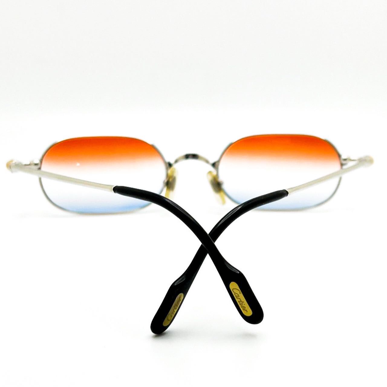 Cartier Platinum Wires with Red/Blue Lenses - Registered Authentic - Luxury Optical