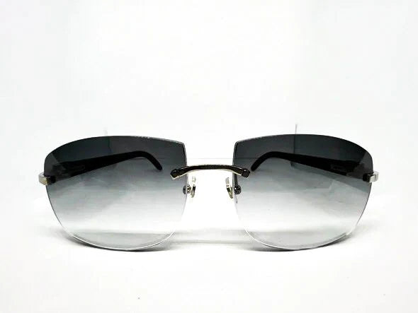 Custom White Marble Temples w/ Gradient Grey Tinted Lenses