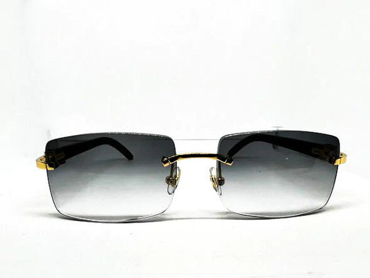 Custom White & Oak Marble Temples w/ Gradient Grey Tinted Lenses - Luxury Optical