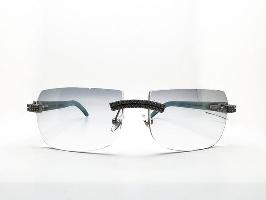 Decor C Silver 5pc Double Row Set With Fusion Blue Temples and #3 Lenses Smoke Grey Transitions Lenses - Luxury Optical