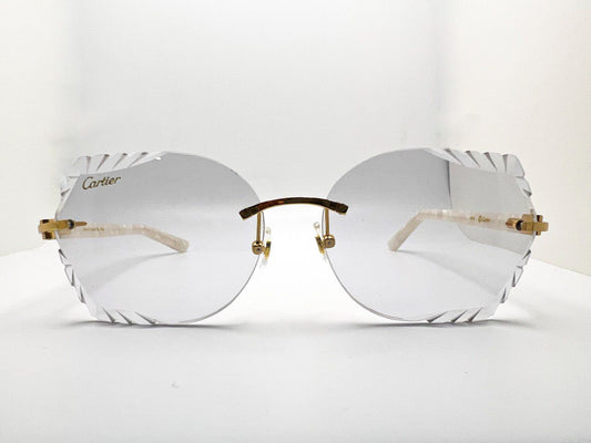 Decor Small C White Acetate Marbles with Butterfly Transitions Lenses - Luxury Optical