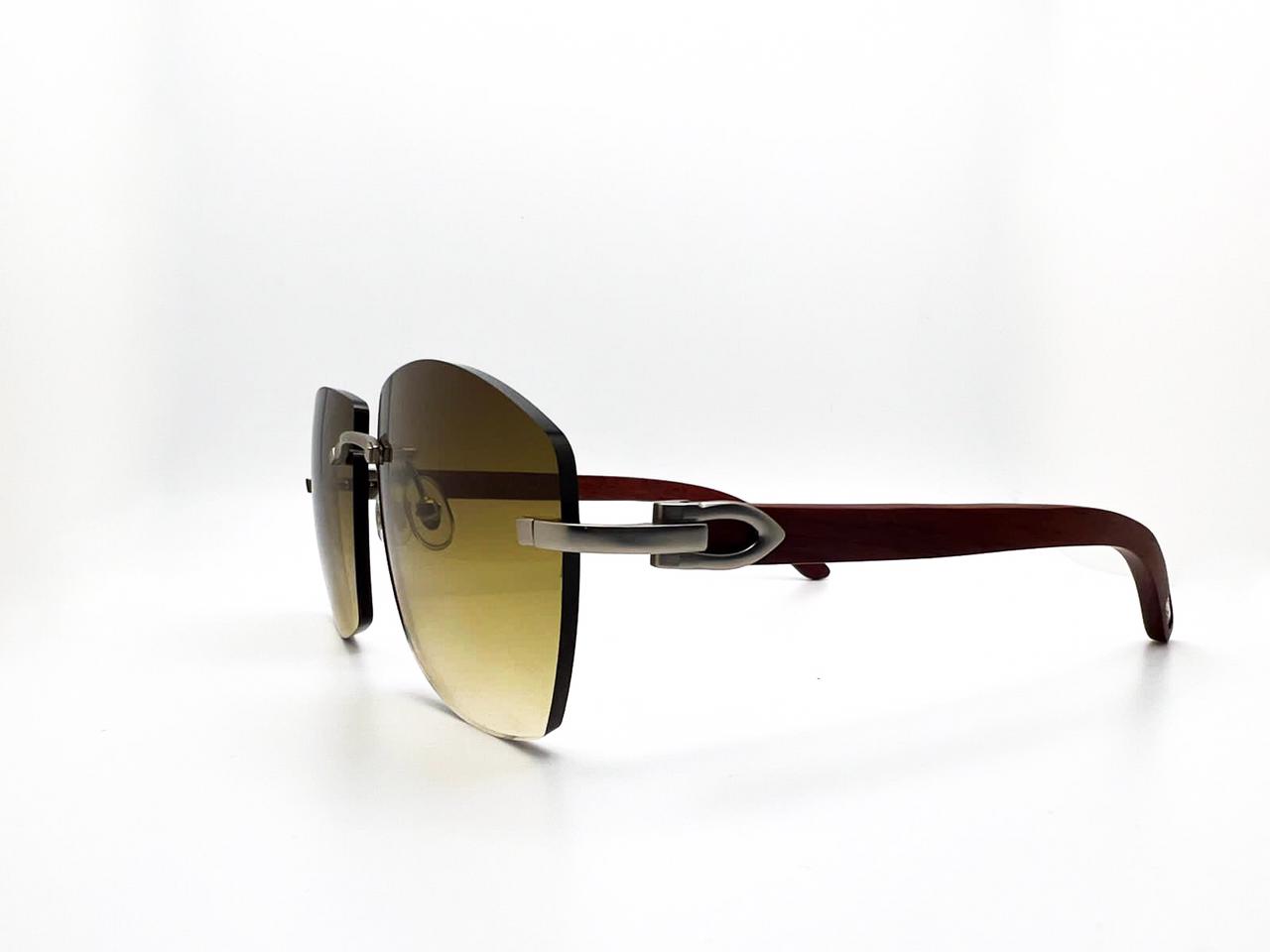 Limited Edition Brushed Gold Brown Wood with 62 Mykonos lenses - Luxury Optical