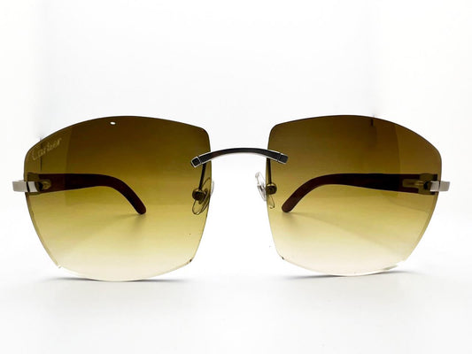 Limited Edition Brushed Gold Brown Wood with 62 Mykonos lenses - Luxury Optical