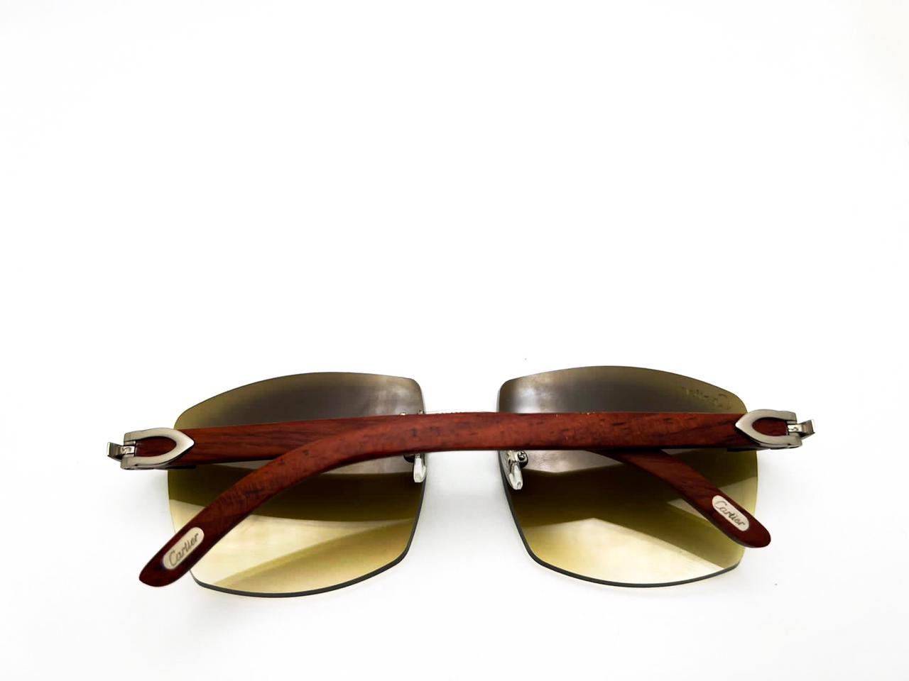 Limited Edition Brushed Gold Brown Wood with 62 Mykonos lenses - Luxury Optical