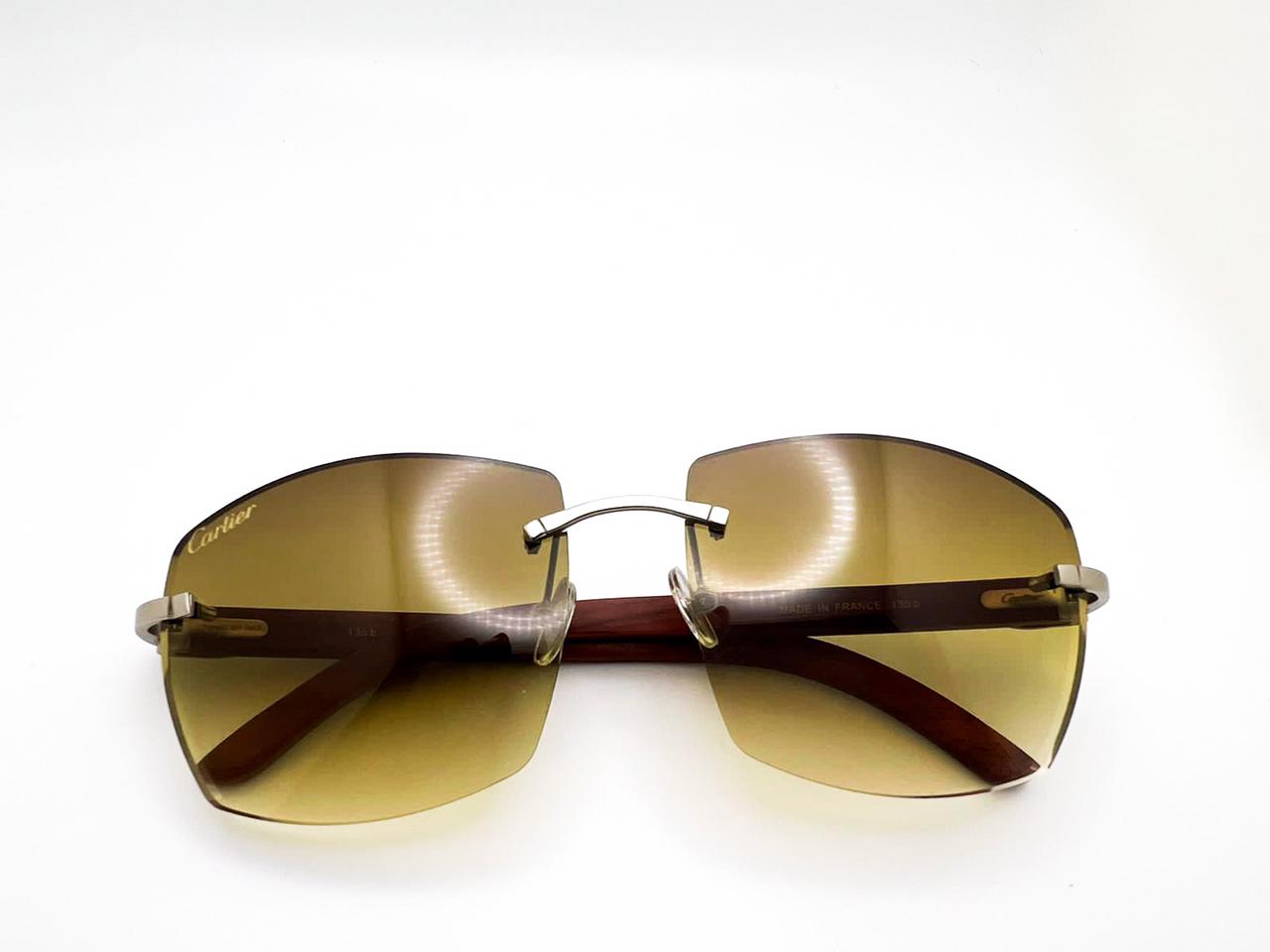 Limited Edition Brushed Gold Brown Wood with 62 Mykonos lenses - Luxury Optical