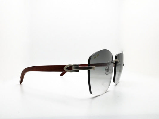 Limited Edition Brushed Silver Grey Wood with 62 Mykonos lenses - Luxury Optical