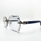 Limited edition Decor C Brushed Gold with Azure Blue Wood Diamond Cut Butterfly Lenses - Luxury Optical