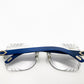 Limited edition Decor C Brushed Gold with Azure Blue Wood Diamond Cut Butterfly Lenses - Luxury Optical