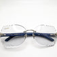 Limited edition Decor C Brushed Gold with Azure Blue Wood Diamond Cut Butterfly Lenses - Luxury Optical