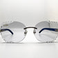 Limited edition Decor C Brushed Gold with Azure Blue Wood Diamond Cut Butterfly Lenses - Luxury Optical