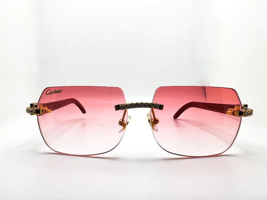 Pink Fusion Buffs with. 5 pointer Set Pink Square Lenses - Luxury Optical