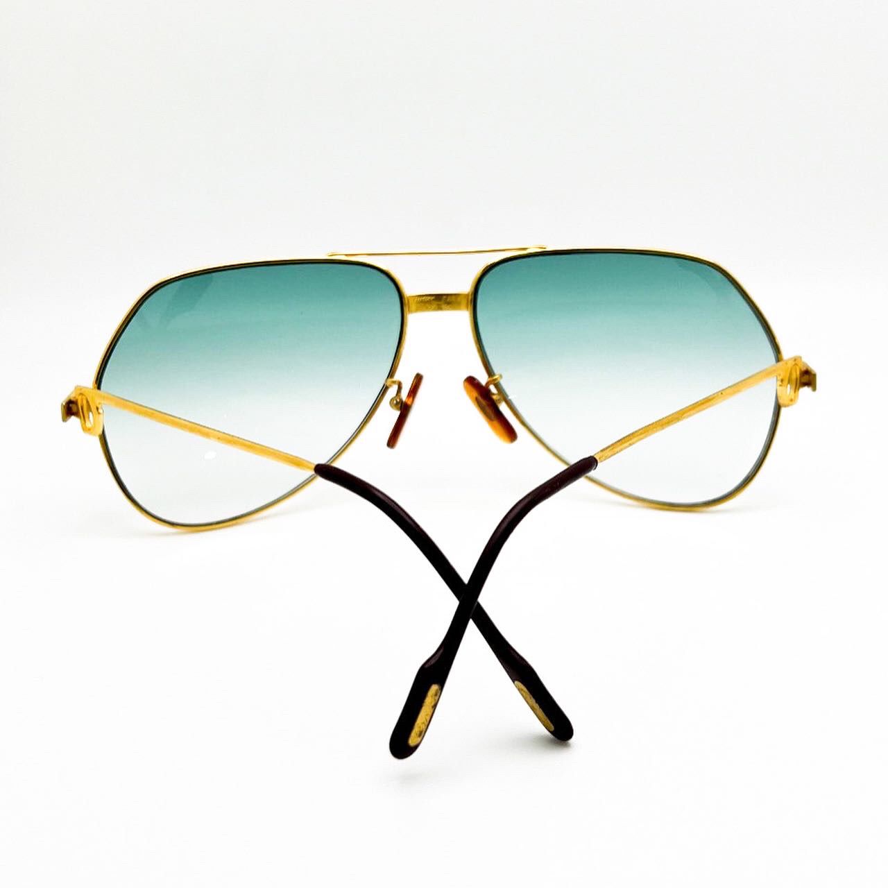 Vintage Gold Cartier Santos Seaweed Green Lenses - Registered Authentic - Luxury Optical