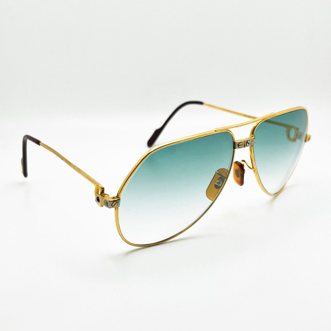 Vintage Gold Cartier Santos Seaweed Green Lenses - Registered Authentic - Luxury Optical