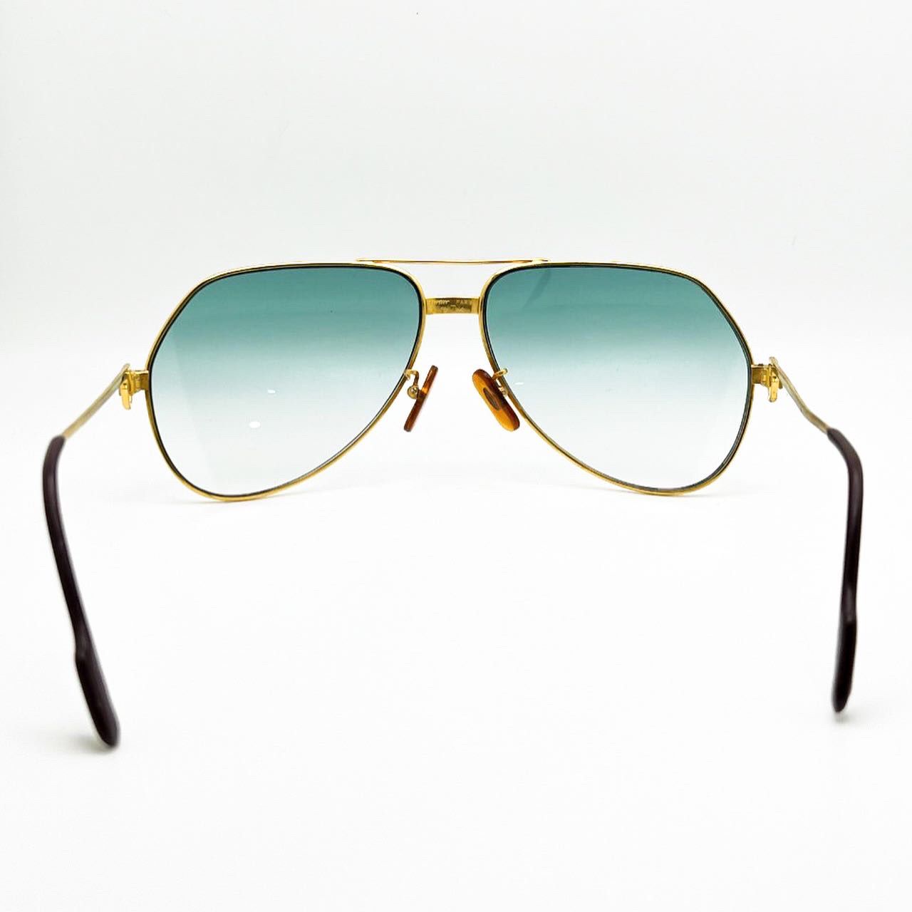 Vintage Gold Cartier Santos Seaweed Green Lenses - Registered Authentic - Luxury Optical