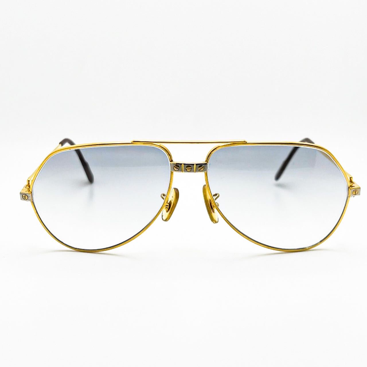 Vintage Gold Cartier Santos Smoke Grey Lenses - Registered Authentic - Luxury Optical