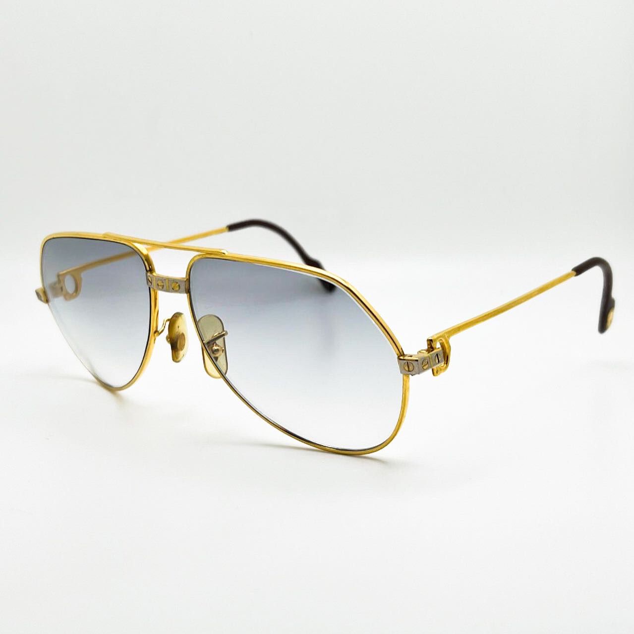 Vintage Gold Cartier Santos Smoke Grey Lenses - Registered Authentic - Luxury Optical